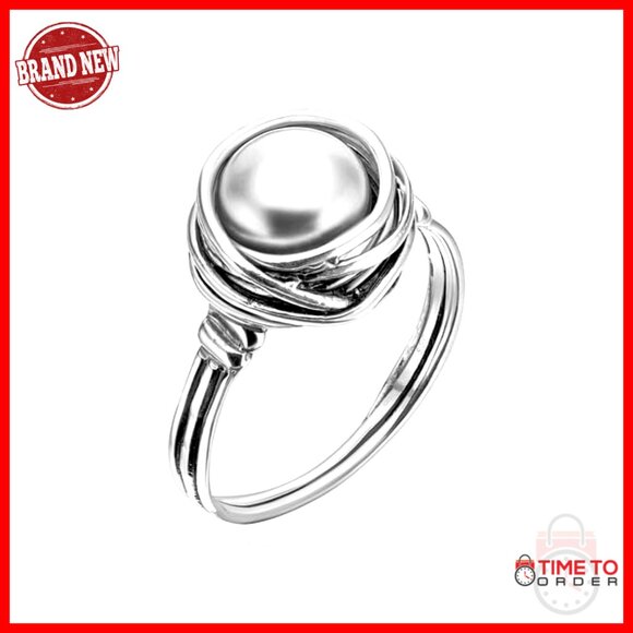 Sterling Silver Pearl Ring Wire Wrap Vintage Design Hypoallergenic Statement